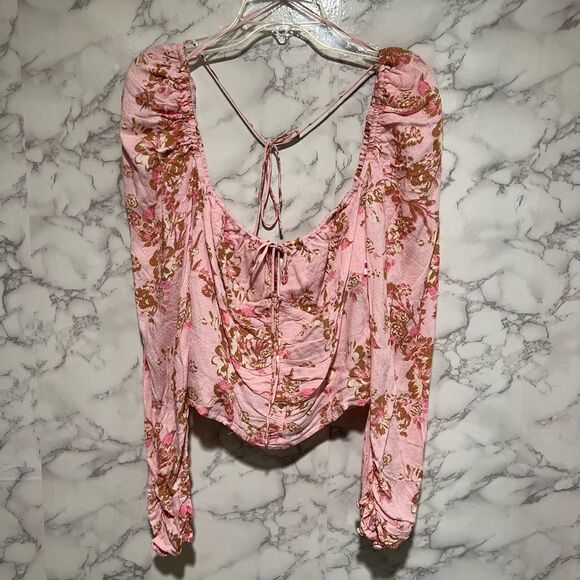 FREE PEOPLE Hilary Printed Top in “Pink Combo” Size XS MSRP $98 - Picture 6 of 13